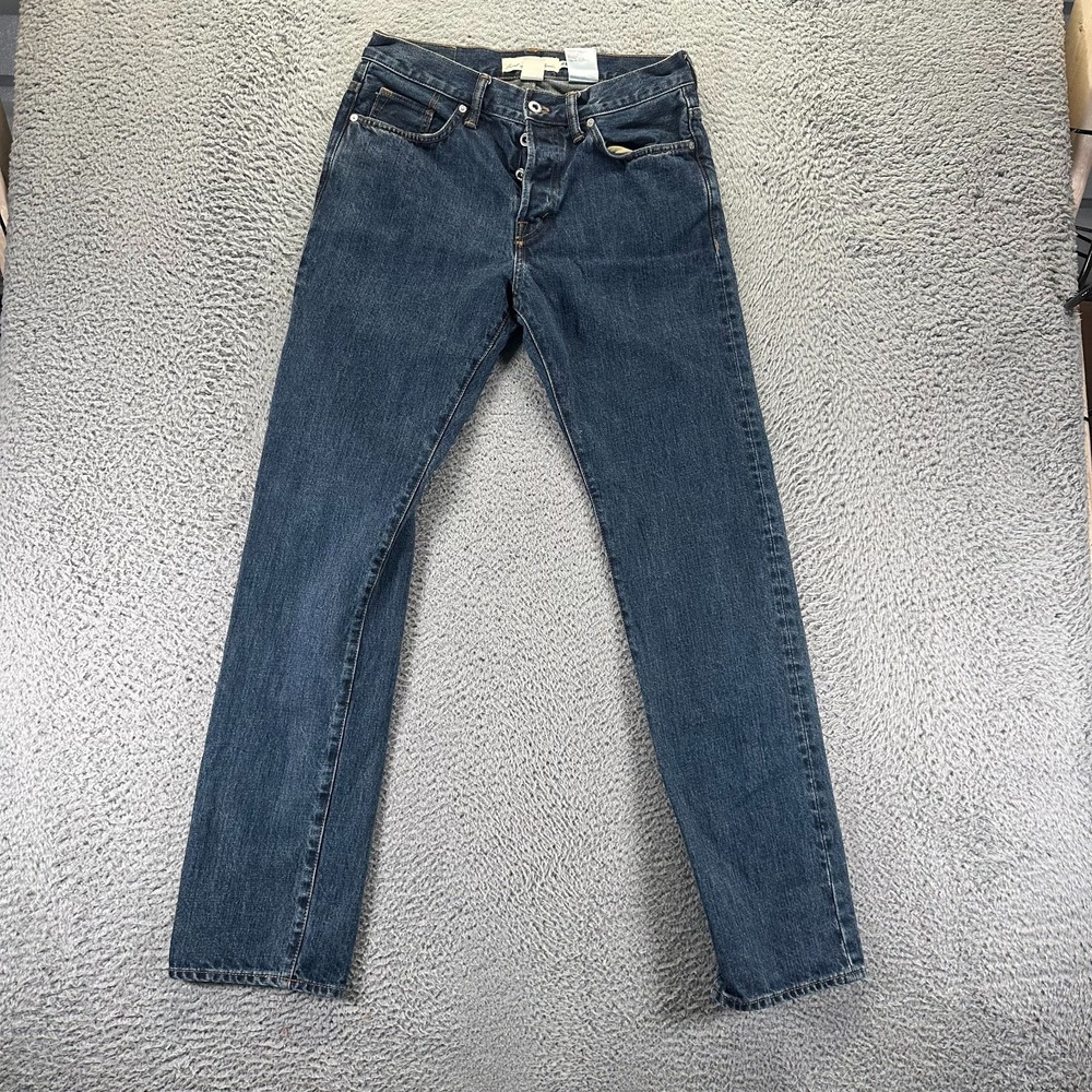 H&M L.O.G.G. Jeans Mens 29x33 Blue Cotton Denim Straight Leg Workwear Button-Fly